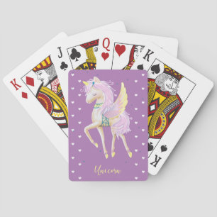 Klassiska spelkort har en söt unicorn.