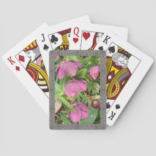 Klassiska spelkort med rosa hellebores