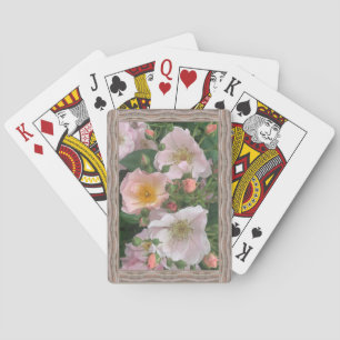 Klassiska spelkort med rosa ros