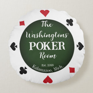 Klassiska spelkort Pokerrumskast Rund Kudde