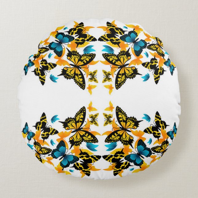 Klassiska stilar Fjärilar Rund Kudde (Framsidan)