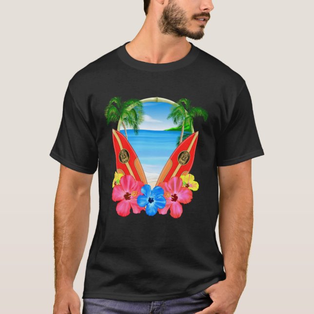 Klassiska surfbrädor och Surfa T Shirt (Framsida)
