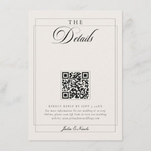 Klassiska svarta elfenbens kalligrafi QR-koddetalj Tilläggskort