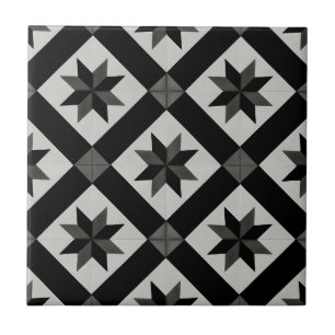 Klassiska svarta och vita geometriska plattor kakelplatta