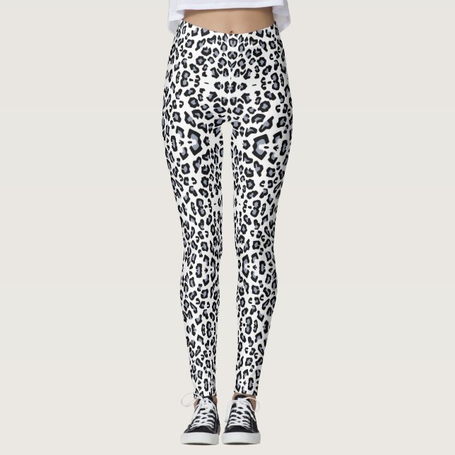 Klassiska svarta och vita leoparder leggings (Framsida)