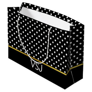 Klassiska svarta och vita prickar och monogram