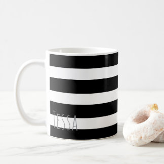Klassiska svarta och vita ränder Chic minimalistis Kaffemugg