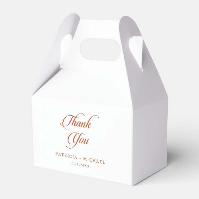 Klassiska terrakotta kalligrafi tack bröllop presentaskar (Framsidan Sidan)
