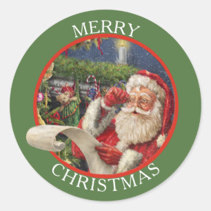 Klassiska Tomte Lista över Stygga och Snälla Runt Klistermärke