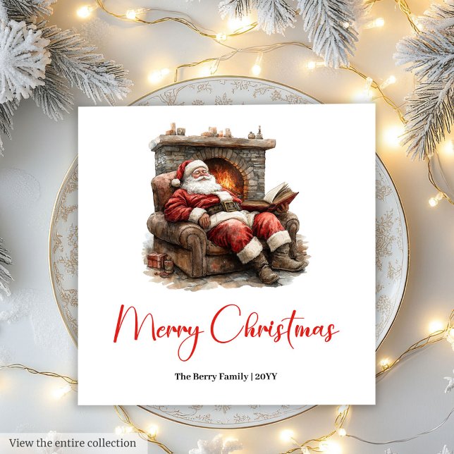 Klassiska Tomte Moderna Mysiga Julservetter Pappersservett (Classic Santa Claus Modern Cozy Christmas Napkin)