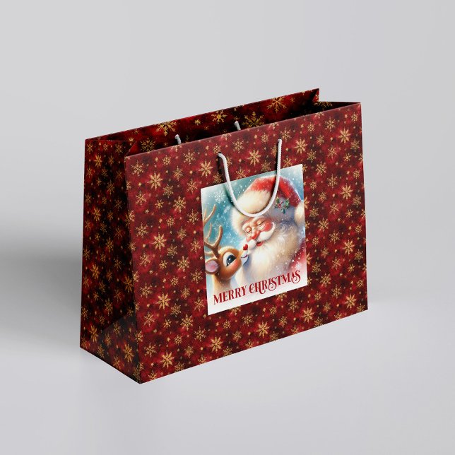 Klassiska Tomte och Rudolf Jul för barn  (Classic Santa Claus and Rudolph Kids Christmas Gift Bag

)