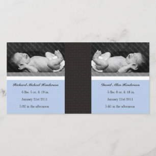 Klassiska Twin Boys Dubbla Nyfödd bebis-fotokort Meddelande