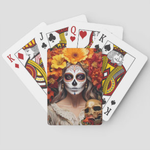 Klassiska uppspelningskort av sockerskull Dam Casinokort