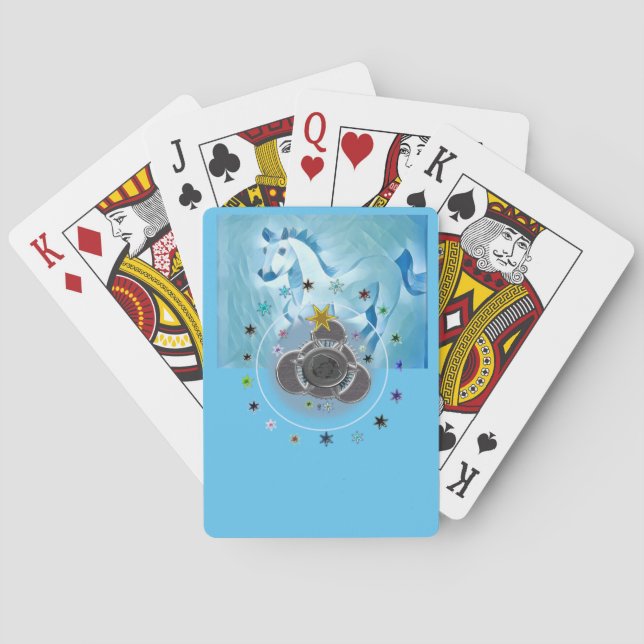 Klassiska uppspelningskort blå häst casinokort (Baksidan)