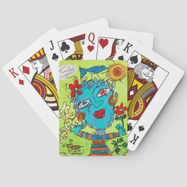Klassiska uppspelningskort med konst "Flower Child Casinokort (Baksidan)