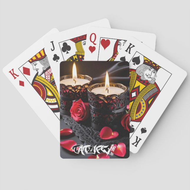 Klassiska uppspelningskort med ljus tänd Romantik Casinokort (Baksidan)