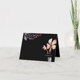 Klassiska vattenfärg blå blad Blommig Tack Kort