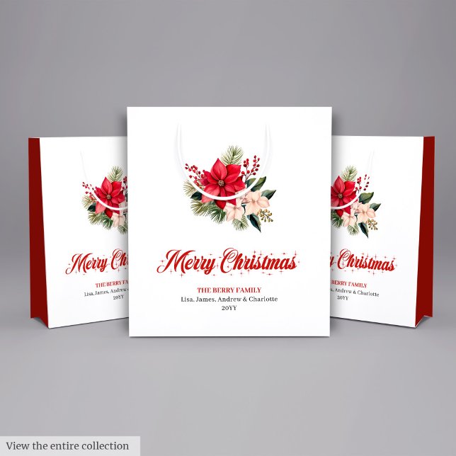 Klassiska vattenfärg julblomma presentpåsar (Classic Watercolor Christmas Flower Gift Bag)