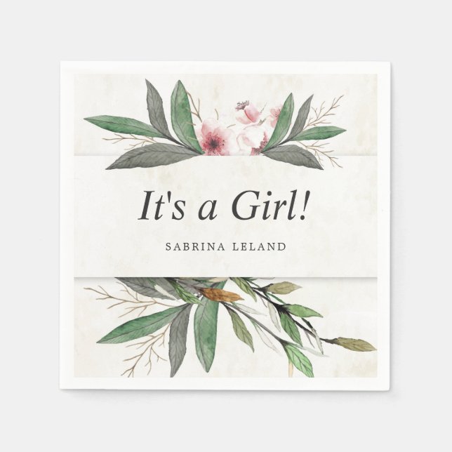 Klassiska vattenfärgade botaniska Blommar Pappersservett (Framsidan)