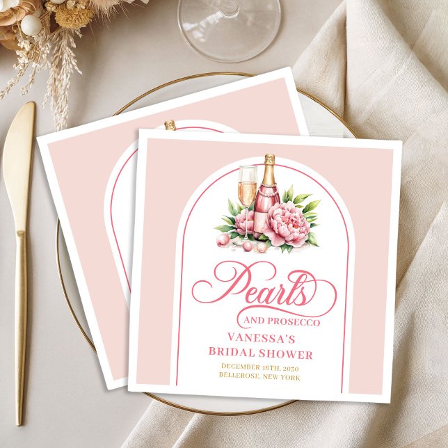 Klassiska vattenfärgskära och guld festservetter pappersservett (Classic Watercolor Blush and Gold Party Napkin)