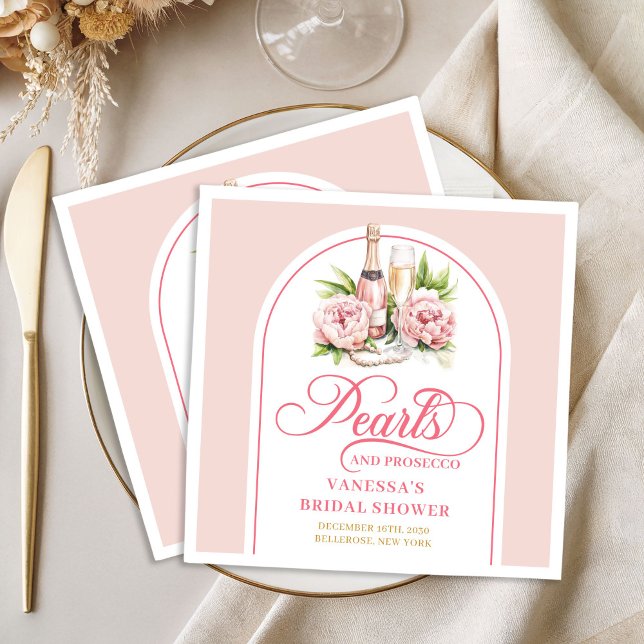 Klassiska vattenfärgskära och guld shower servette pappersservett (Classic Watercolor Blush and Gold Shower Napkin)