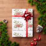 Klassiska vattensfärgade julberries presentpapper<br><div class="desc">Den pappra inslagningen har vattenfärgade julbär och klassisk typografi.</div>