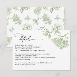 Klassiska viktorianska gröna blommande bröllopsdet tilläggskort