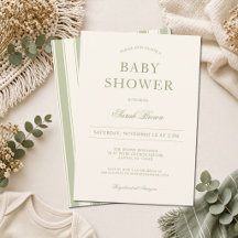 Klassiska vintage gröna ränder baby shower