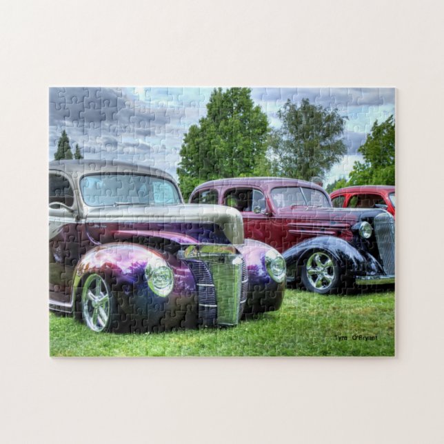 Klassiska Vintage Hotrod Cars Pussel (Horisontell)