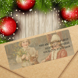 Klassiska vinterbarn med Hjort Returadress Etikett