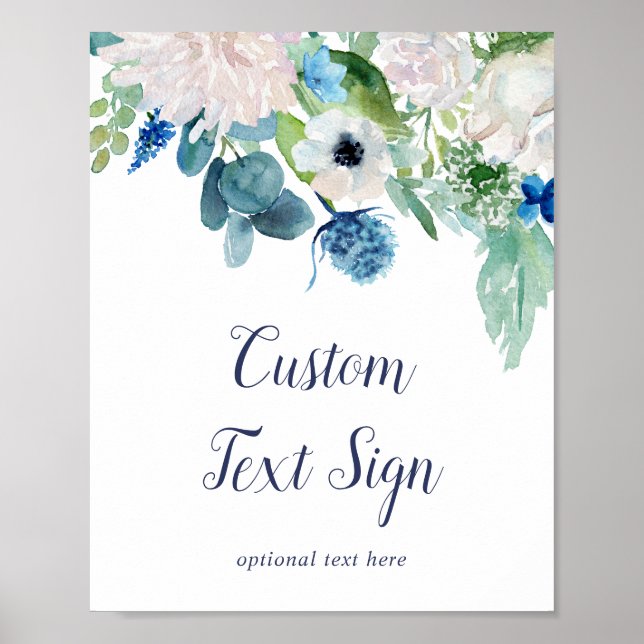 Klassiska Vita Blommor Bebisfest Anpassad Text Sky Poster (Framsidan)