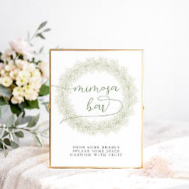 Klassiska vita blommor Bröllopsdusch Mimosa Bar Poster