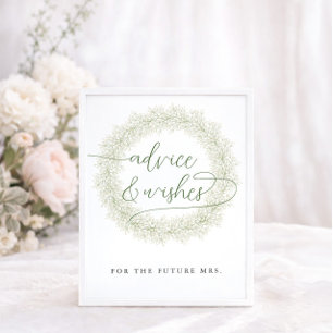 Klassiska vita blommor bröllopsdusch råd och önskn poster