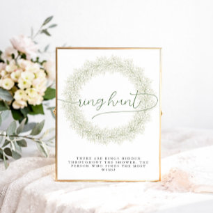 Klassiska vita blommor Bröllopsdusch Ringjakt Poster