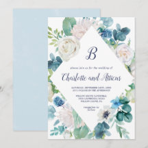 Klassiska vita blommor Diamond Monogram Bröllop