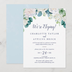 Klassiska vita blommor Elopement-mottagning Inbjudningar