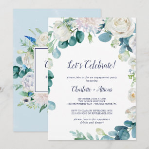 Klassiska Vita Blommor Låt Oss Fira Inbjudningar