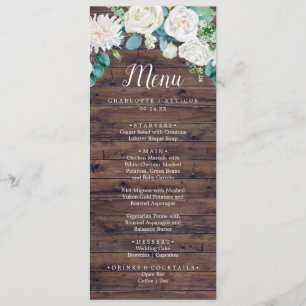 Klassiska vita blommor Midmeny i Bröllop Rustic Meny