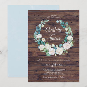 Klassiska vita blommor Rustic Avslappnad för utand Inbjudningar
