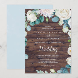 Klassiska vita blommor | Rustic Bröllop Inbjudningar