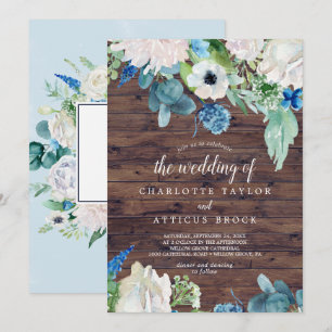 Klassiska vita blommor Rustic Bröllop Inbjudningar