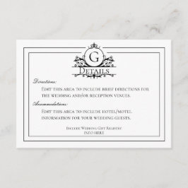 Klassiska vita bröllopsdetaljer tilläggskort