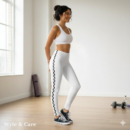 Klassiska vita leggings med svart sidostreck