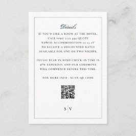 Klassiska Vita Marin Bakre QR-kod Vigseldetaljer Tilläggskort