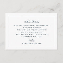 Klassiska vita navys bakre bröllopswebbplatsdetalj tilläggskort