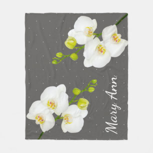 Klassiska vita, orkidformade blommor och Grått med Fleecefilt