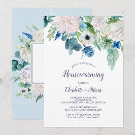 Klassiska vitblommor Houseuppvärmning Party Inbjudningar