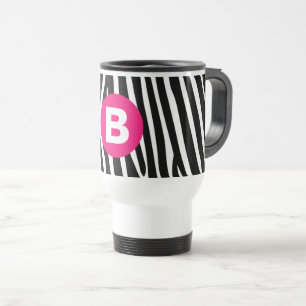 Klassiska zebrarstrecket ljusa rosa monogram resemugg