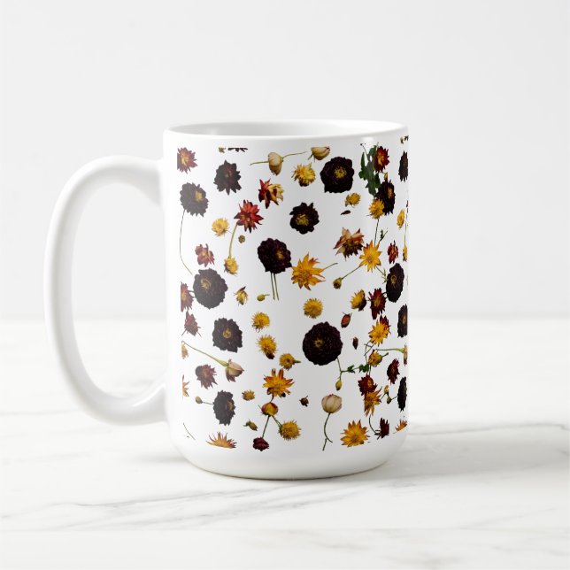 Klassiskt 15 oz Mugg med Blommigt Explosion Design (Vänster)