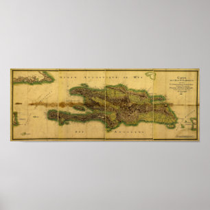 Klassiskt 1805 Antiquarian Karta of Hispaniola Poster